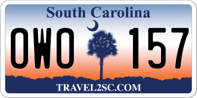 SC license plate OWO157