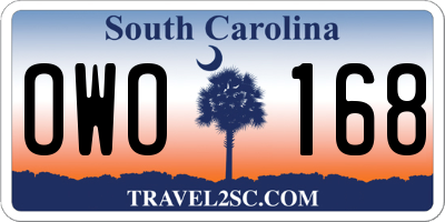 SC license plate OWO168