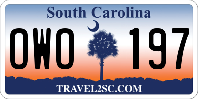 SC license plate OWO197