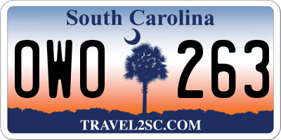 SC license plate OWO263