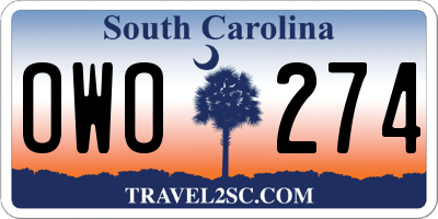 SC license plate OWO274