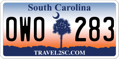 SC license plate OWO283