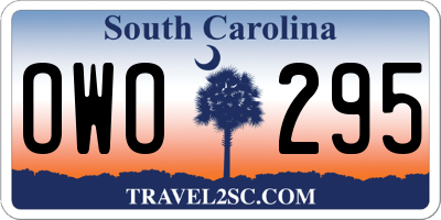 SC license plate OWO295