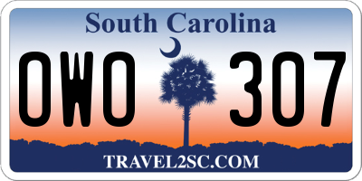 SC license plate OWO307