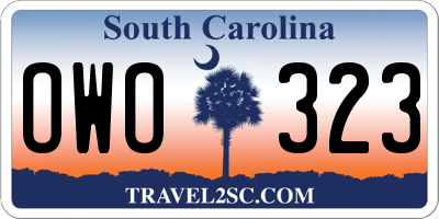 SC license plate OWO323
