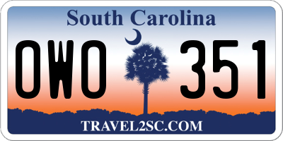 SC license plate OWO351