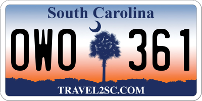 SC license plate OWO361