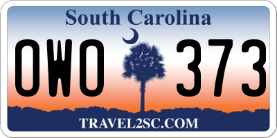 SC license plate OWO373