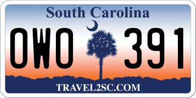 SC license plate OWO391