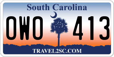 SC license plate OWO413