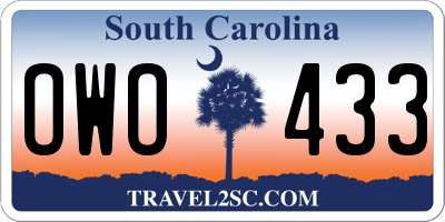 SC license plate OWO433