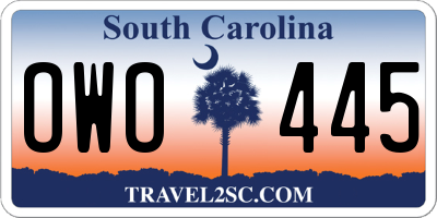 SC license plate OWO445