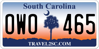 SC license plate OWO465