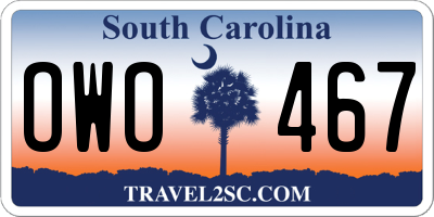 SC license plate OWO467