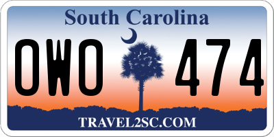 SC license plate OWO474