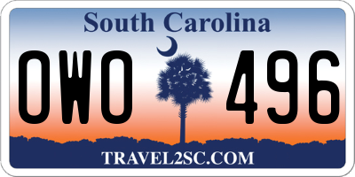 SC license plate OWO496