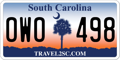 SC license plate OWO498