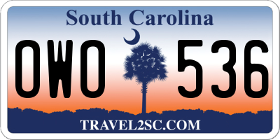 SC license plate OWO536