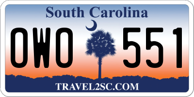 SC license plate OWO551