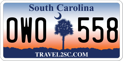 SC license plate OWO558
