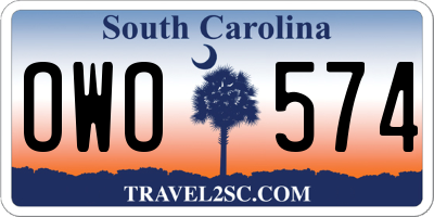 SC license plate OWO574
