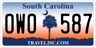 SC license plate OWO587