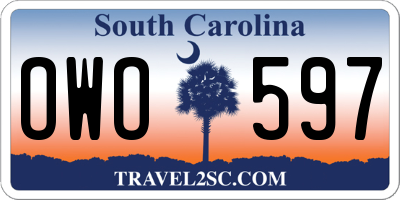 SC license plate OWO597