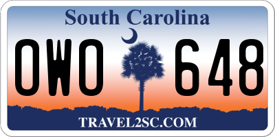 SC license plate OWO648