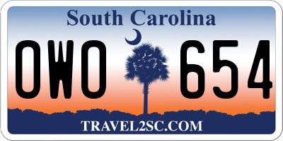 SC license plate OWO654