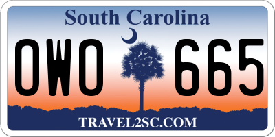 SC license plate OWO665