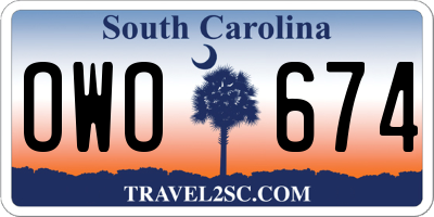 SC license plate OWO674