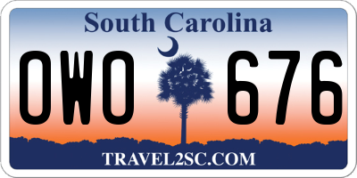SC license plate OWO676