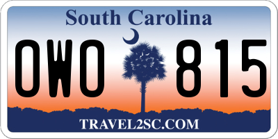 SC license plate OWO815