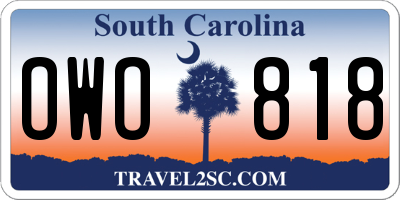 SC license plate OWO818