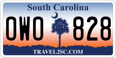 SC license plate OWO828