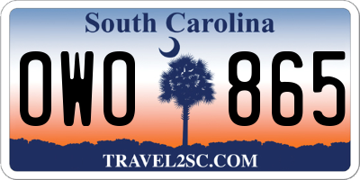 SC license plate OWO865