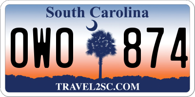SC license plate OWO874