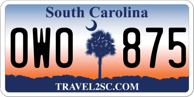 SC license plate OWO875