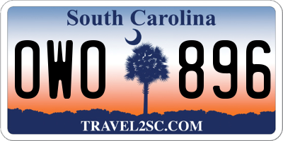 SC license plate OWO896