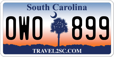 SC license plate OWO899