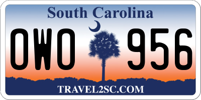 SC license plate OWO956