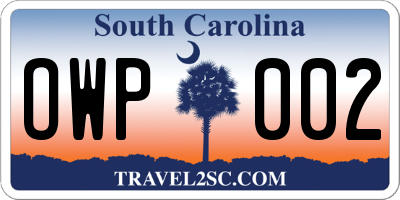 SC license plate OWP002