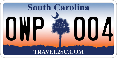 SC license plate OWP004