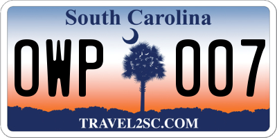SC license plate OWP007