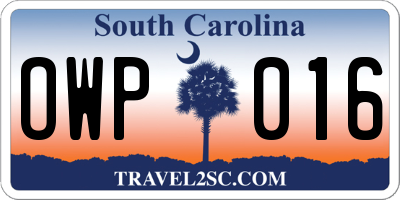 SC license plate OWP016