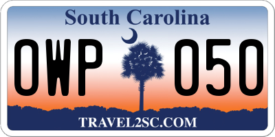SC license plate OWP050