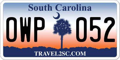 SC license plate OWP052