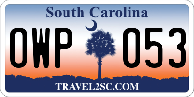 SC license plate OWP053