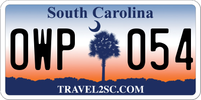 SC license plate OWP054