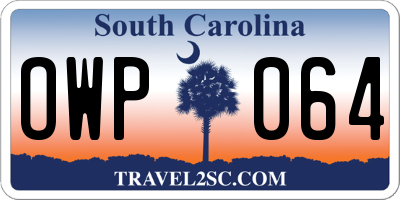 SC license plate OWP064